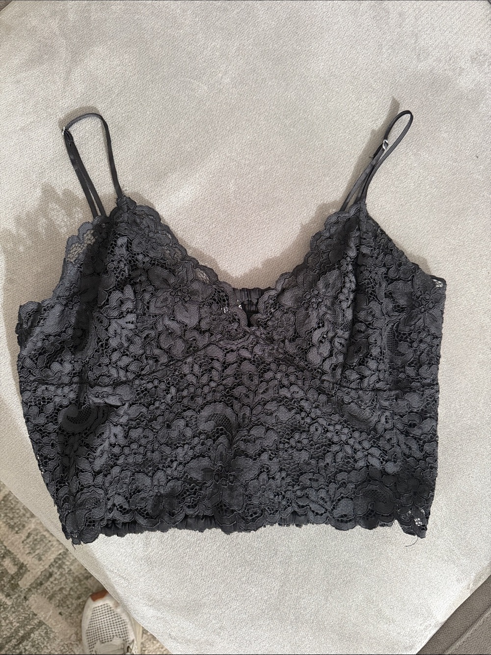 Express Black Lace Cropped Bralette with Adjustable Straps
